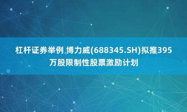 杠杆证券举例 博力威(688345.SH)拟推395万股限制性股票激励计划