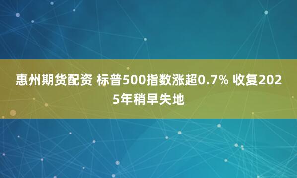 惠州期货配资 标普500指数涨超0.7% 收复2025年稍早失地