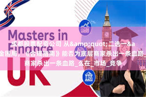 成都股票配资公司 从&quot;二选一&quot;到佣金困局，《合规指南》能否为底层商家杀出一条血路_么在_市场_竞争