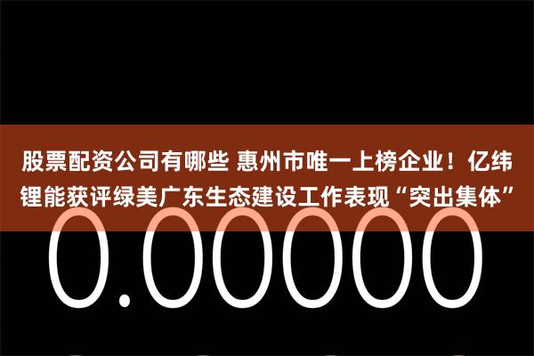 股票配资公司有哪些 惠州市唯一上榜企业！亿纬锂能获评绿美广东生态建设工作表现“突出集体”