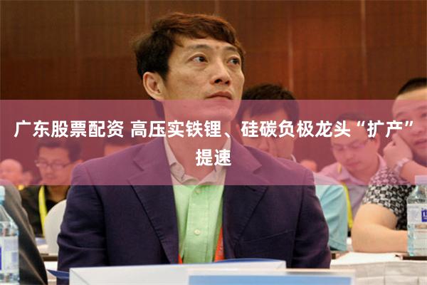 广东股票配资 高压实铁锂、硅碳负极龙头“扩产”提速